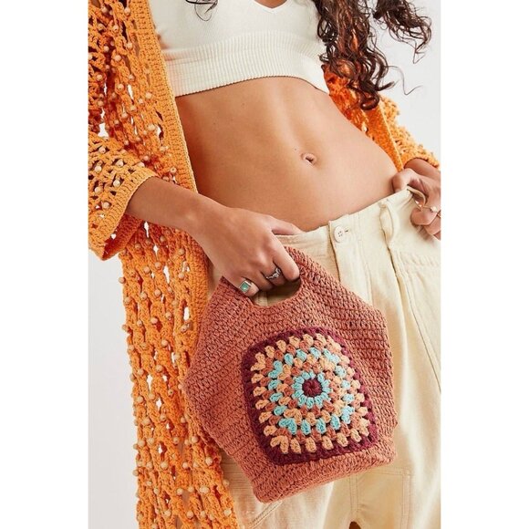 NWT Free People Cali Clutch Bag Crochet Granny Square Hippie Boho Handbag Purse - Picture 13 of 13